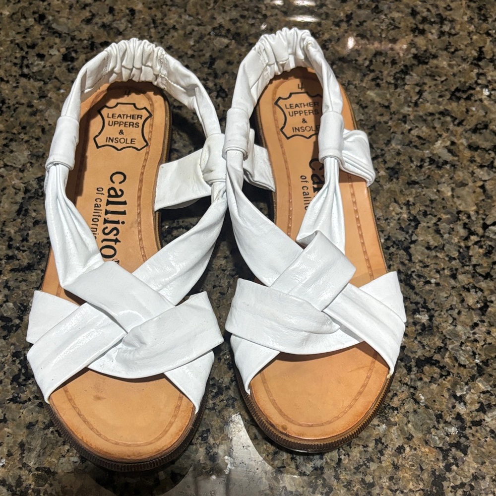 Callisto White Criss-Cross Sandals